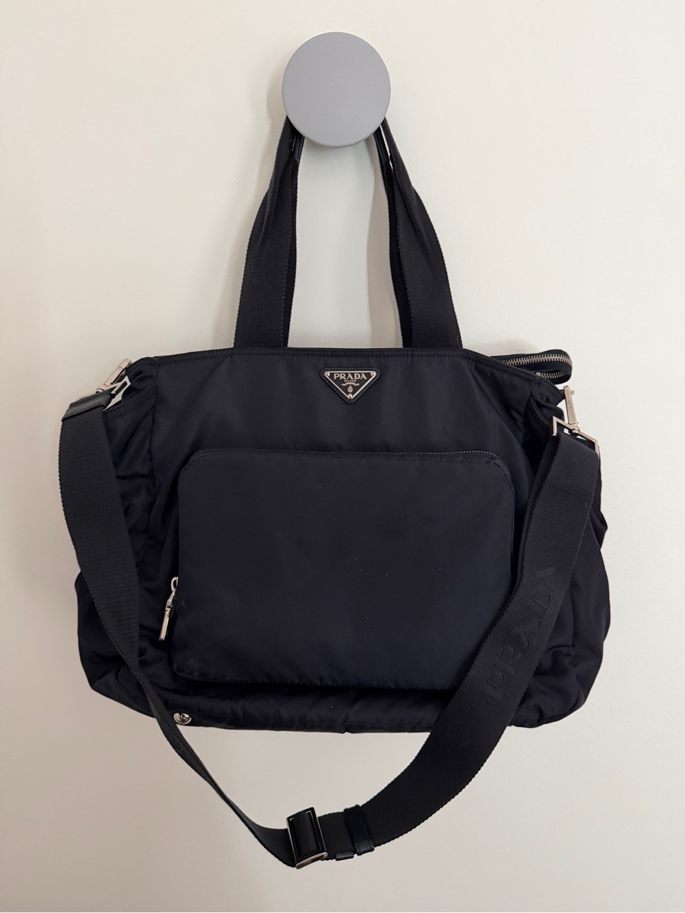 Prada Navy Nylon Diaper Bag with Adjustable Strap